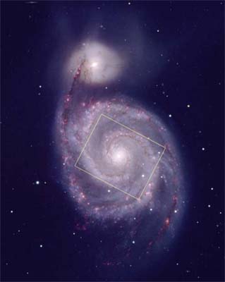 [M51, HST field in KPNO pic]