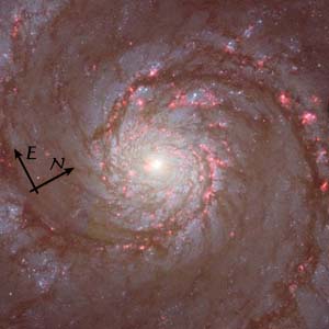 [M51 center, optical, HST WFPC2]