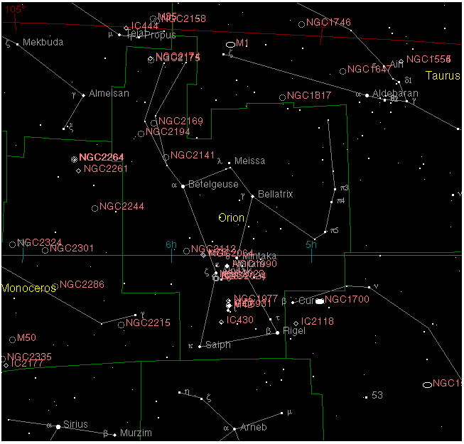 orions belt constellation map